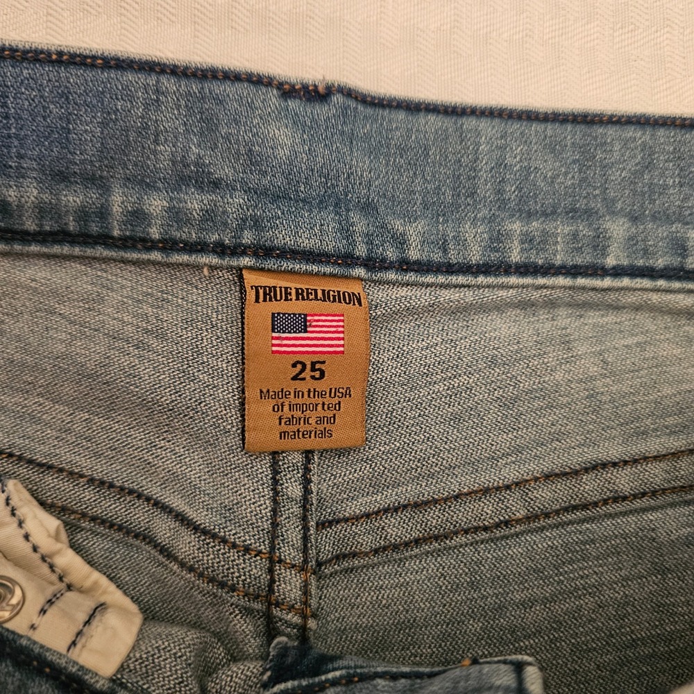 True Religion Nu Boy‎ Slim Boyfit Jeans Womens 25 Blue Distressed Medium Wash - Picture 2 of 8